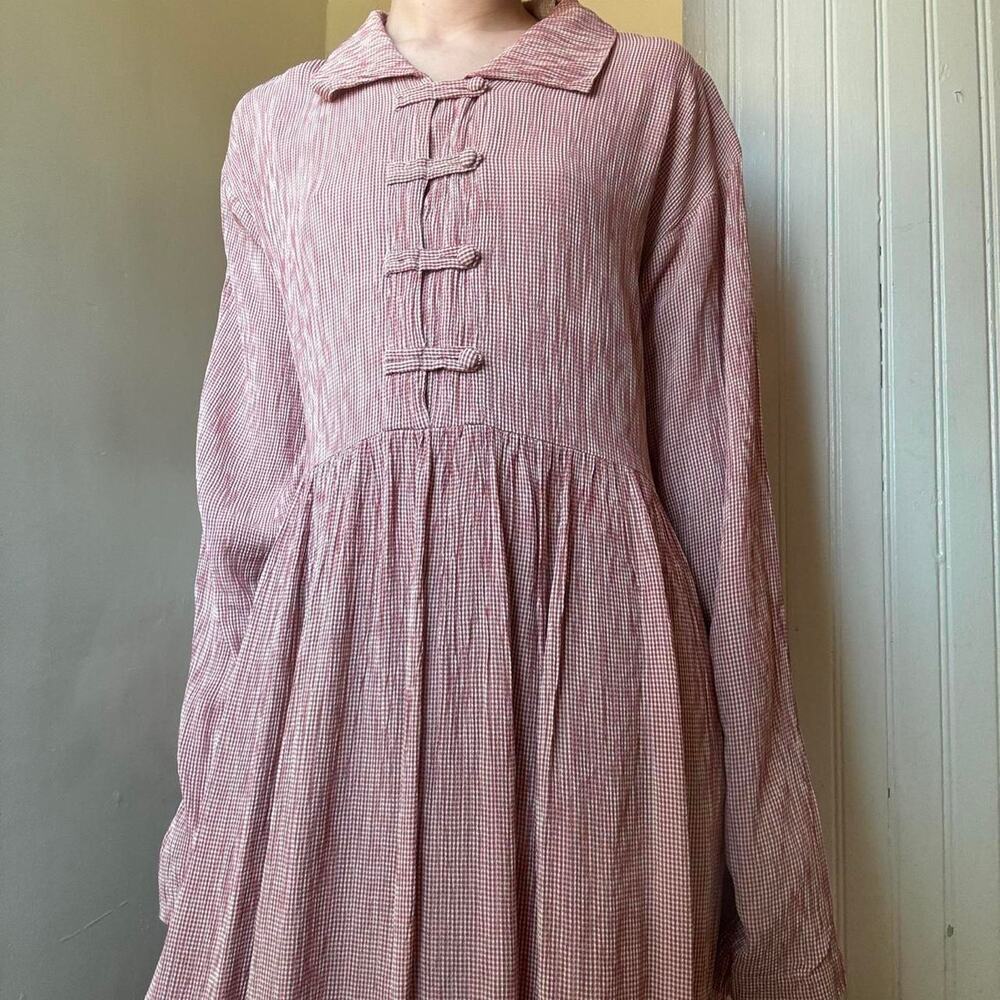 Vintage All Week Long Salmon Gingham Maxi Dress 10 Cottage